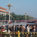 Line of people queuing to enter Tiananmen Square