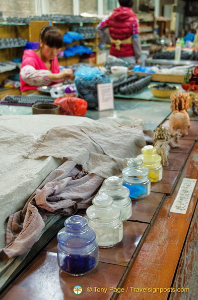 Jars of paint pigments