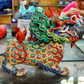 Painted and glazed lion