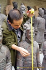 Meauring the terracotta general's height