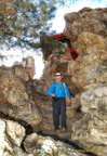 Tony climbs down from a Pavilion