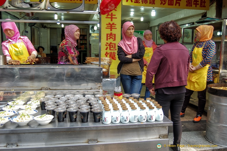 Muslim women manning this stall