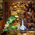 Buddha and Guan Yin wood screen