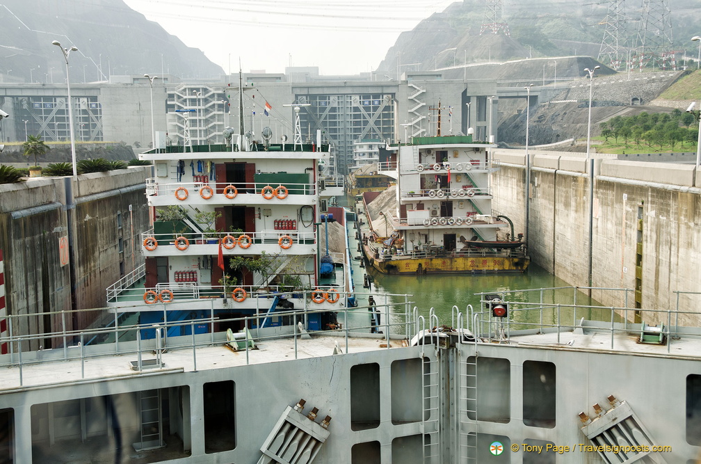 Ships Going Through the Three Gorges Dam Ship Lock