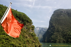 Chinese Flag against Shennong Stream Landscape