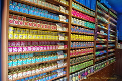 Shelves of tea for sale