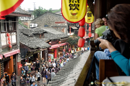 People-watching from the Ciqikou Terrace Cafe