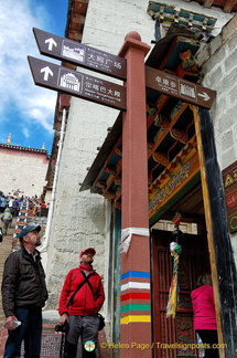 Signpost at Ganden Sumtseling Monastery