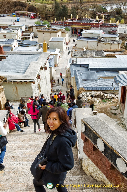 Descending Ganden Sumtseling Monastery Steps