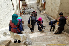 Workers Keeping the Sumtseling Monastery Clean