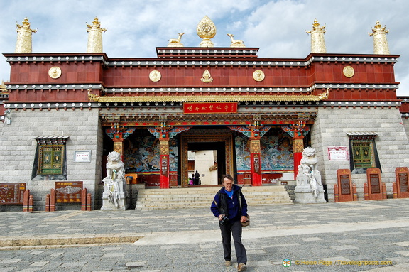 Striding Away from the Ganden Sumtseling Monastery