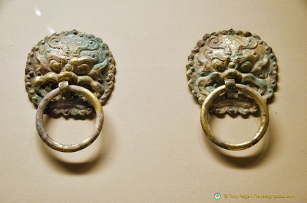 Tang Dynasty Gilded Bronze Ring-holder Mask