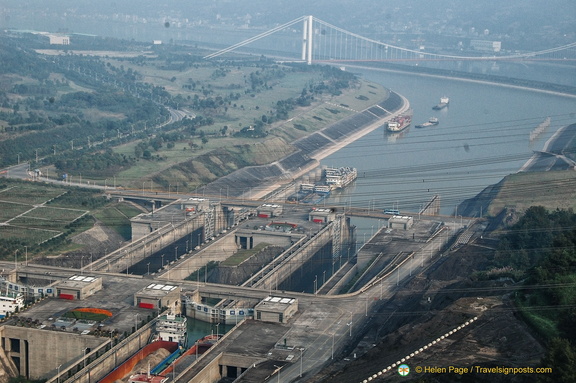 View of Three Gorges Dam Ship Lock and Yangtze
