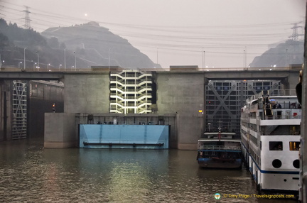 Inside the Ship Lock at Three Gorges Dam