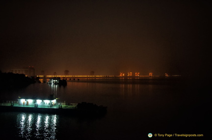 Sailing through the Three Gorges Dam at Night
