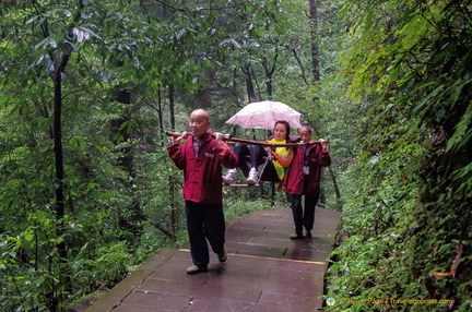 Porters Carrying Visitors up Mt Qingcheng