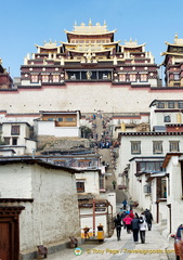 View of Steps up to Ganden Sumtseling Monastery Halls
