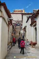 Steps up to Ganden Sumtseling Monastery